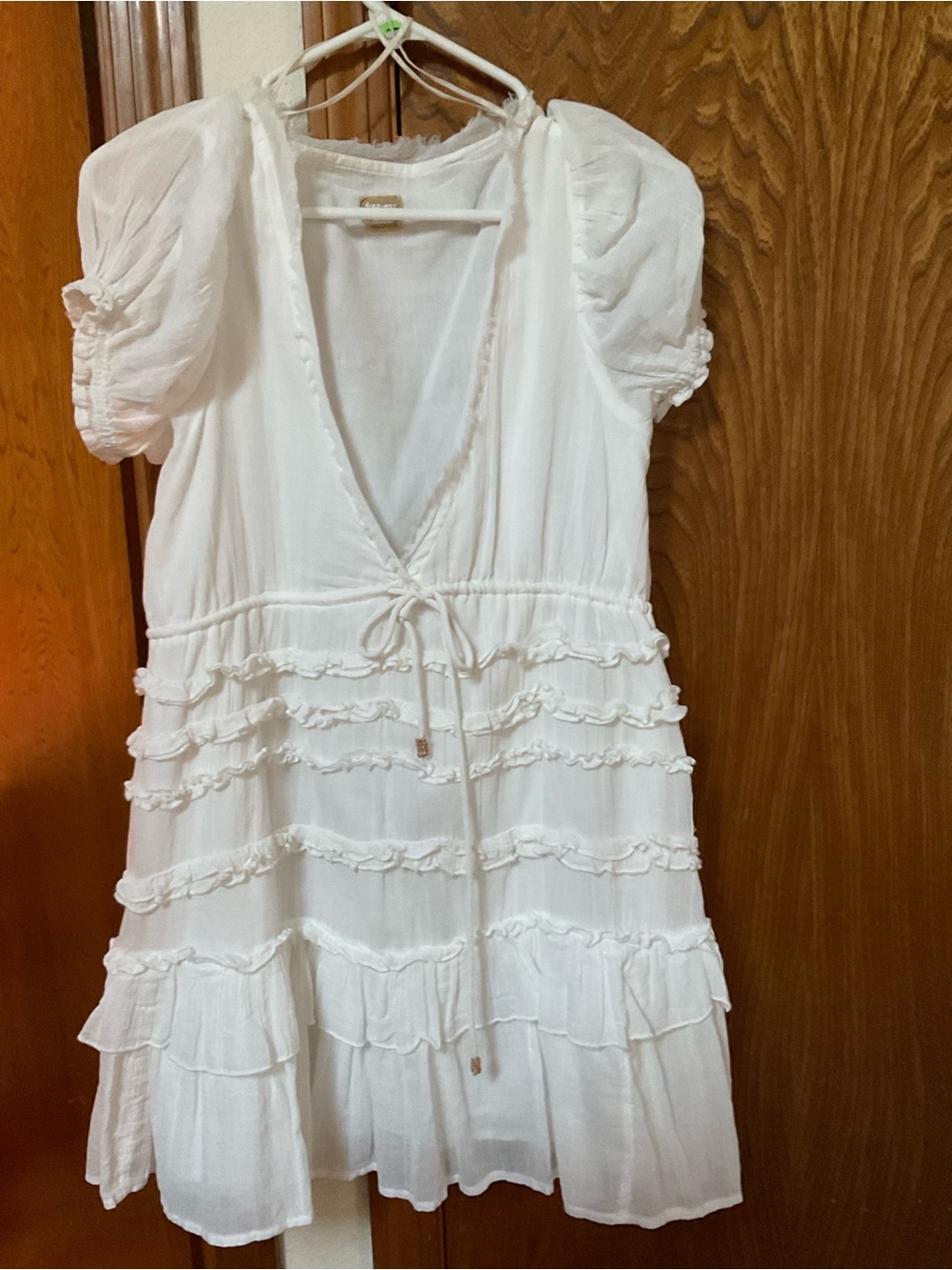 Free People White Ruffle Tiered Mini Dress